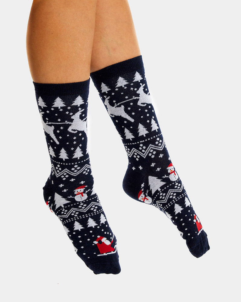 Calcetines Navideñas Unisex Árboles, Muñecos y Papá Noel Hombre Mujer