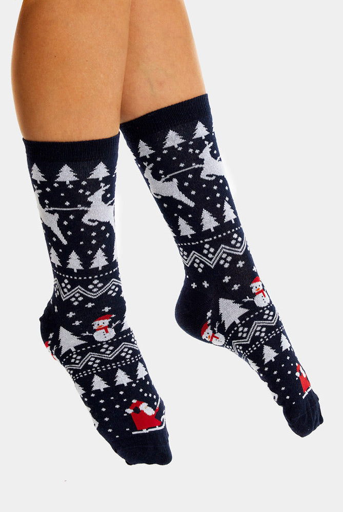 Calcetines Navideñas Unisex Árboles, Muñecos y Papá Noel Hombre Mujer