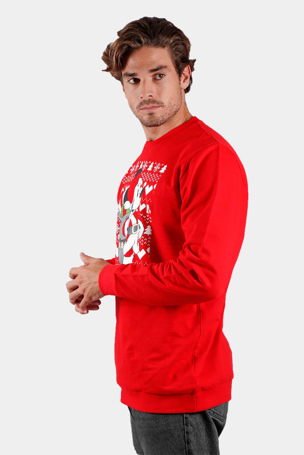 Sudadera Navideña Mickey Hombre Roja