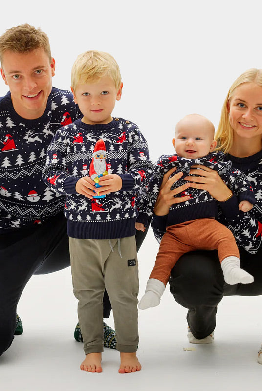 Algodón Orgánico Suéter de Navidad Familia Árboles, Muñecos y Papá Noel