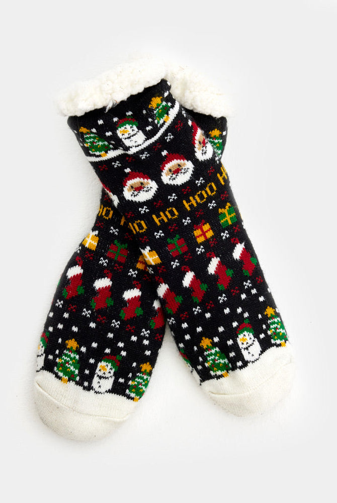 Calcetas Navideñas Afelpadas Santa, Muñecos y Regalos