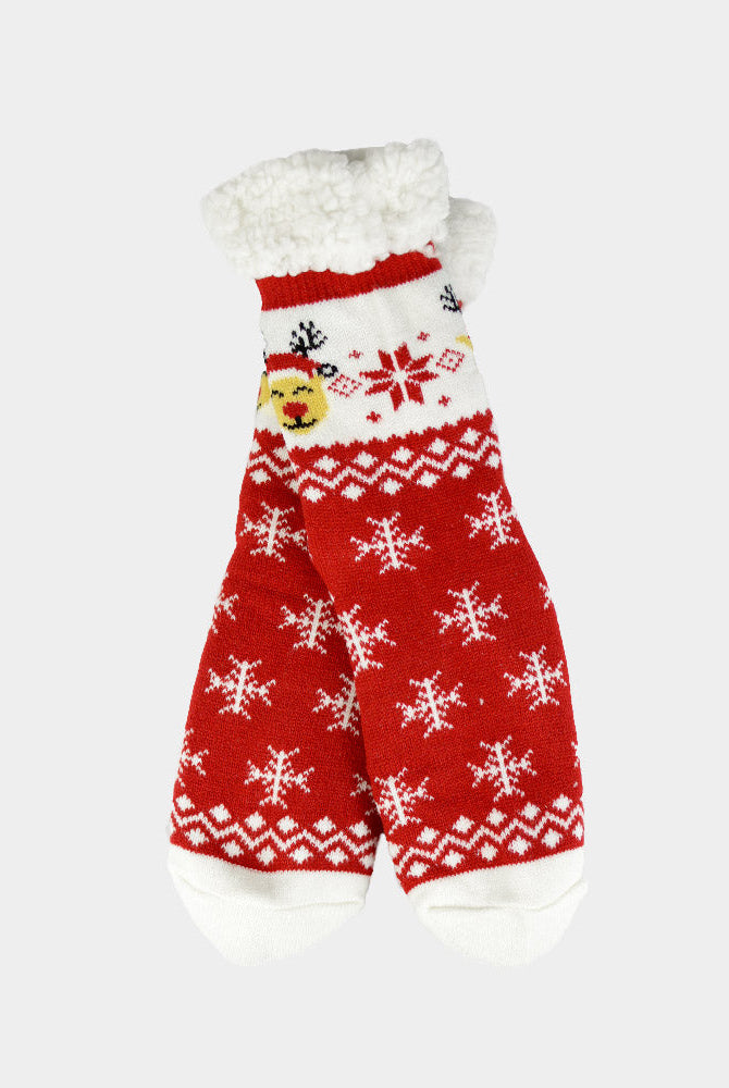 Calcetas Navideñas Afelpadas Reno Gorro