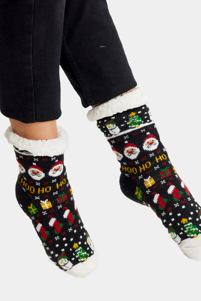 Calcetas Navideñas Afelpadas Santa, Muñecos y Regalos Unisex