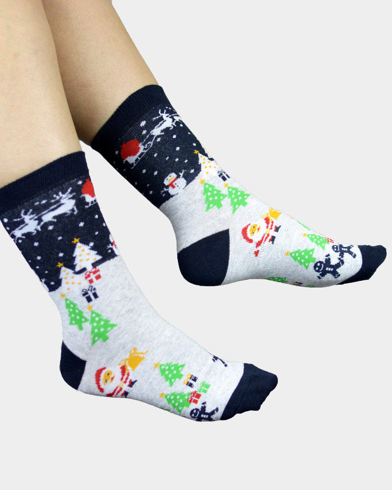 Calcetines Navideñas con Muñeco de Nieve y Árboles Navideñas