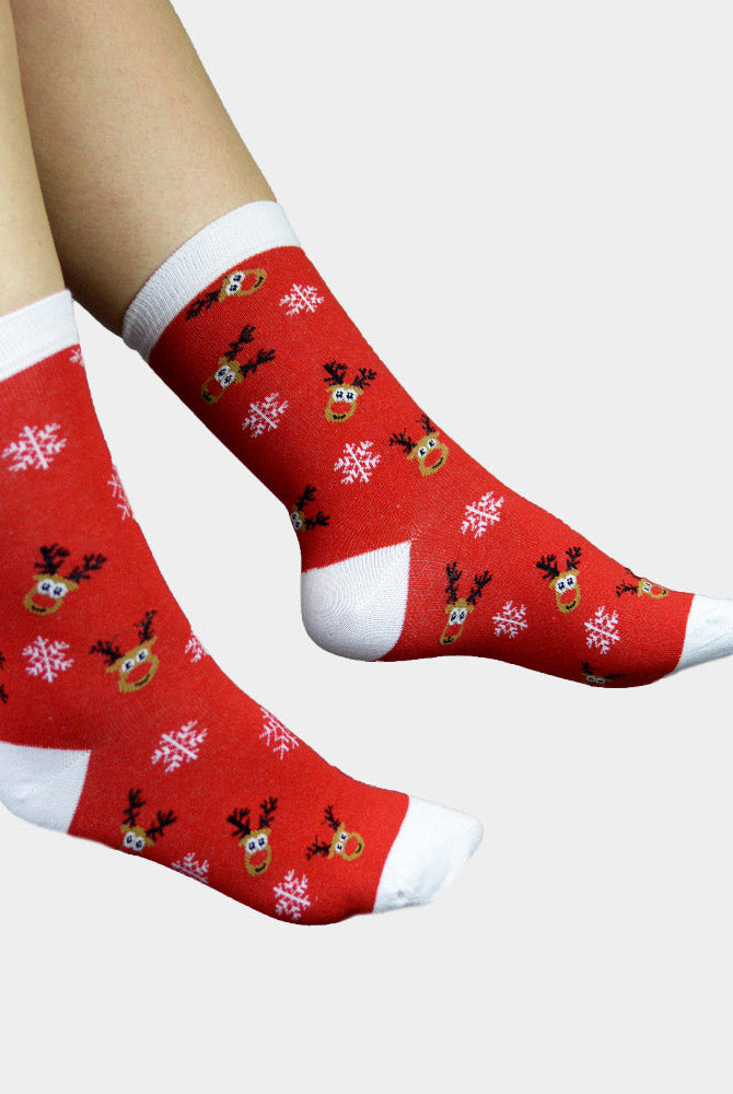 Calcetines Navideñas Rojos Reno Rudolph