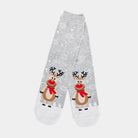 Calcetines Navideñas Unisex Grises con Renas Cute