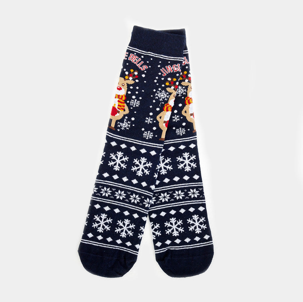 Calcetines Navideñas Unisex con Reno y Nieve