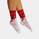Calcetines Navideñas Unisex Rojos Reno con Bufanda Mujer y Hombre