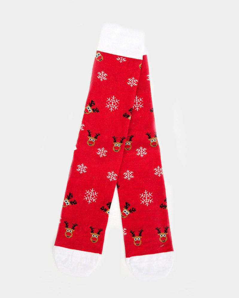 Calcetines Navideñas Unisex Rojos Reno Rudolph