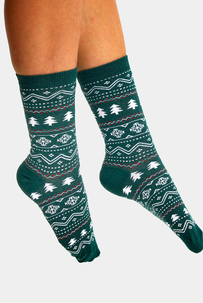 Calcetines Navideñas Unisex Verdes Cenefas Mujer y Hombre