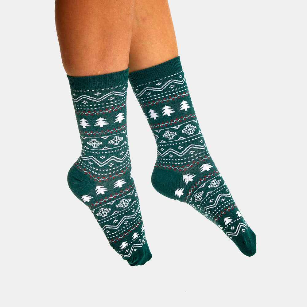 Calcetines Navideñas Unisex Verdes Cenefas Mujer y Hombre