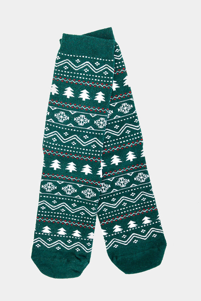 Calcetines Navideñas Unisex Verdes Cenefas