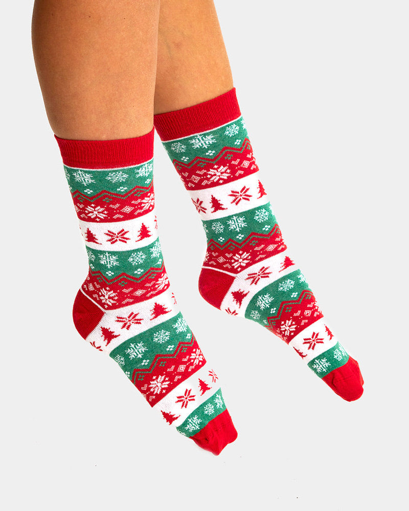 Calcetines Navideñas Unisex Verdes, Rojos y Blancos Mujer y Hombre