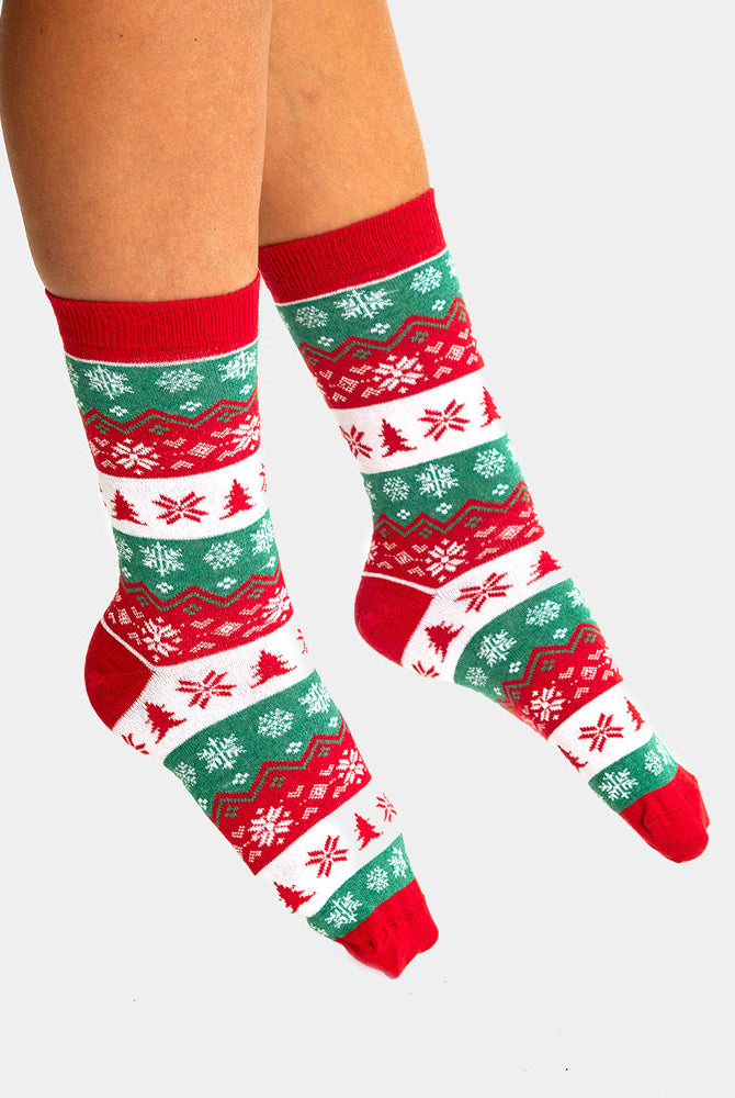 Calcetines Navideñas Unisex Verdes, Rojos y Blancos Mujer y Hombre