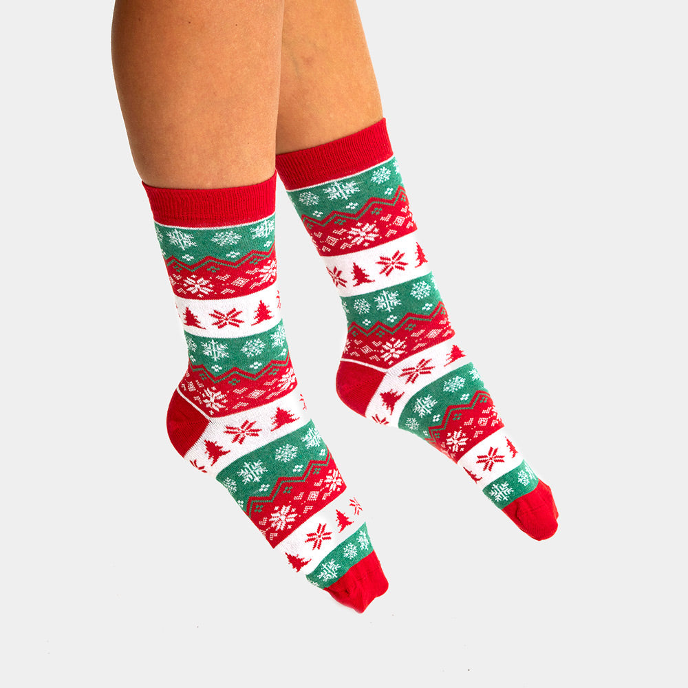 Calcetines Navideñas Unisex Verdes, Rojos y Blancos Mujer y Hombre