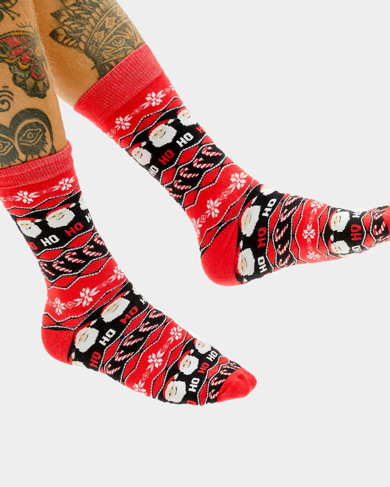 Calcetines Navideñas Unisex Rojos Papá Noel Ho Ho Ho hombre y mujer