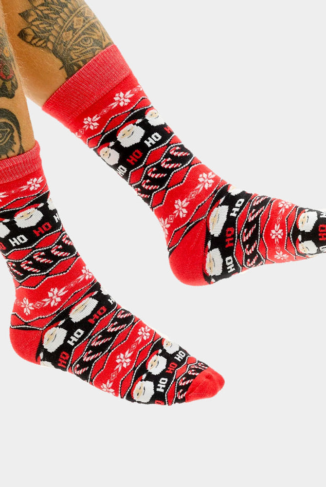 Calcetines Navideñas Unisex Rojos Papá Noel Ho Ho Ho hombre y mujer
