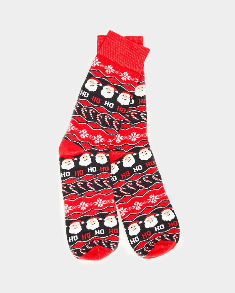 Calcetines Navideñas Unisex Rojos Papá Noel Ho Ho Ho