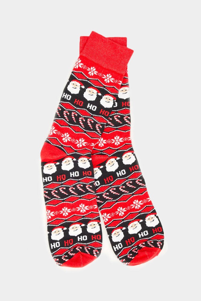 Calcetines Navideñas Unisex Rojos Papá Noel Ho Ho Ho