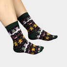 Calcetines Navideñas Unisex Verdes con Gingerbread Mujer