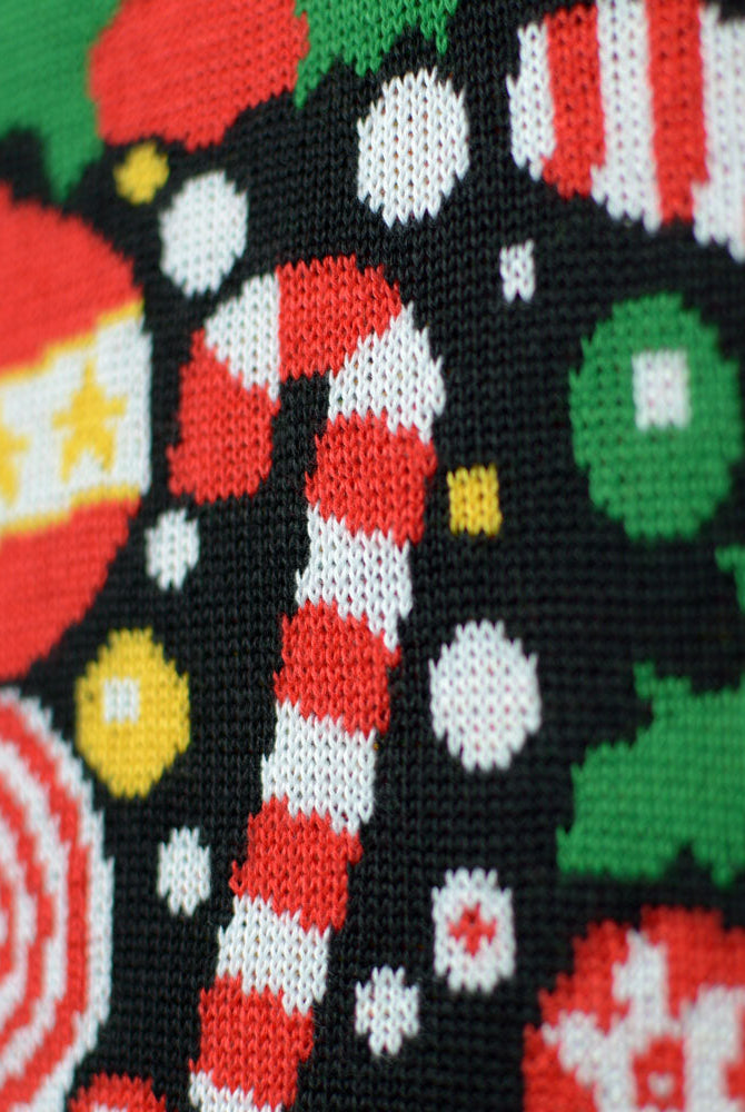 Suéter de Navidad detalle Familia Negro con Árbol de Navidad