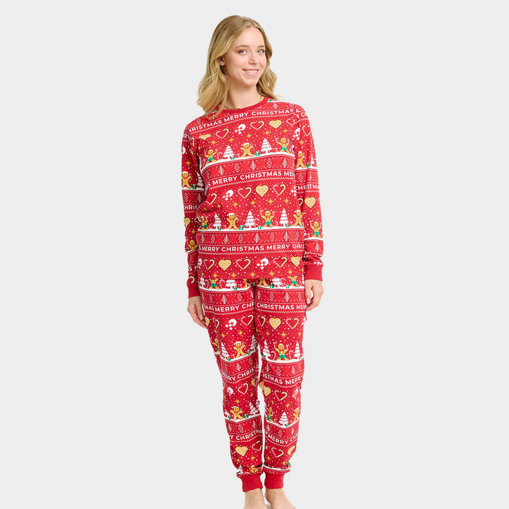 Gingercookies Pijama Navideña para Mujer Unisex Rojo