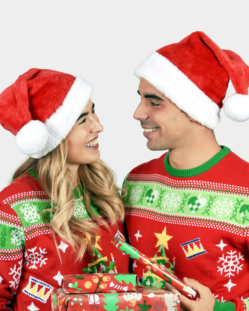Gorro Navideño Santa Claus Suave y Gordito para Adultos Pareja