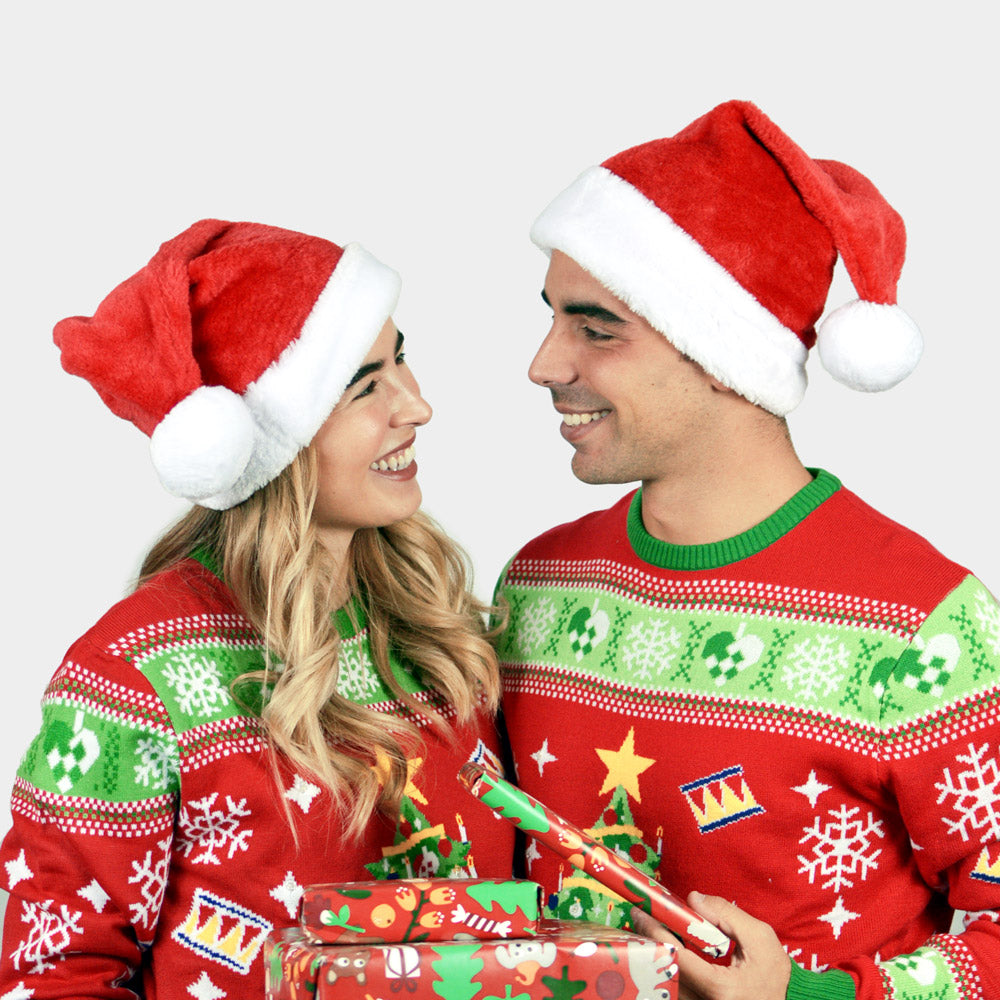 Gorro Navideño Santa Claus Suave y Gordito para Adultos Pareja