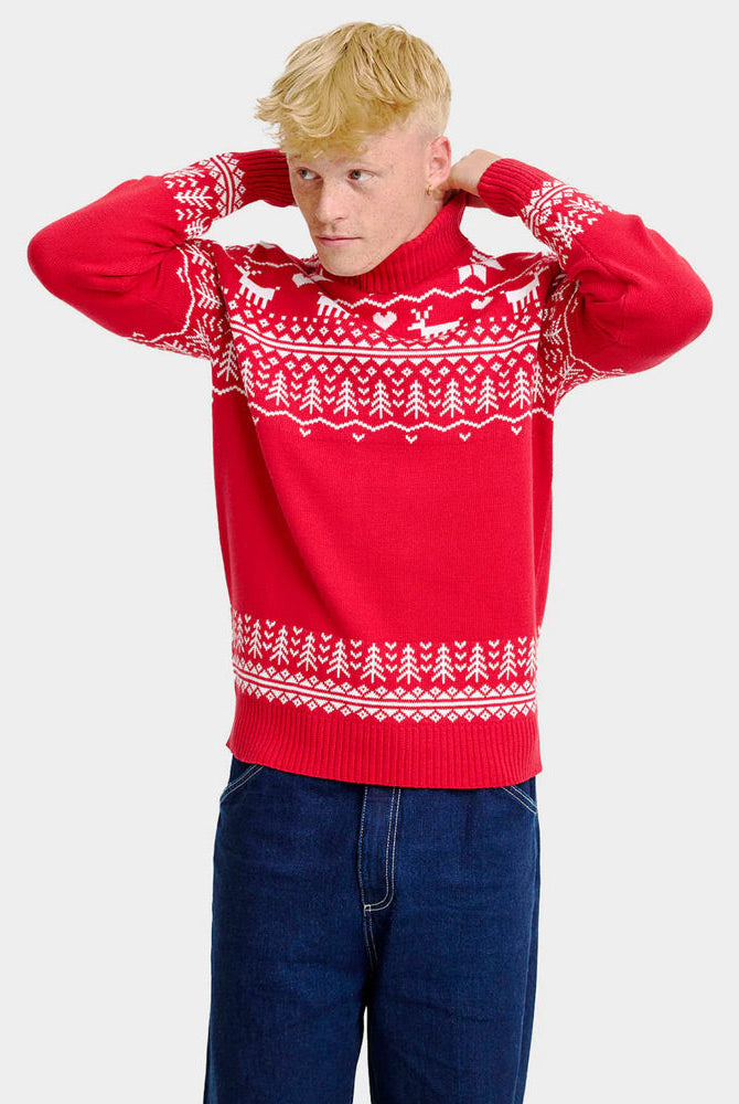 Greenlandish Suéter de Navidad cuello alto Hombre Algodón Orgánico