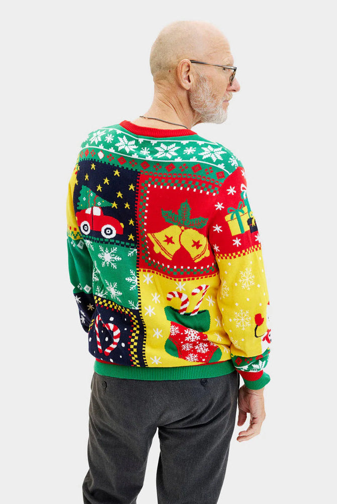 Suéter de Navidad de pareja Patchwork Hombre Algodón Orgánico