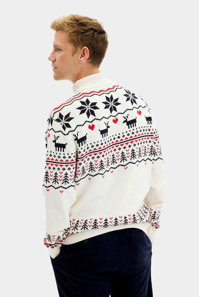 Hombre Suéter de Navidad de cuello alto Elegante Beige Algodón Orgánico
