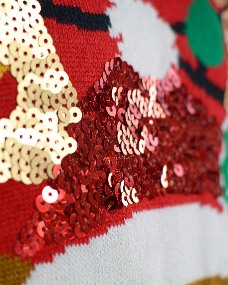 Suéter de Navidad Luces LED de Pareja Reno Brillante con Lentejuelas