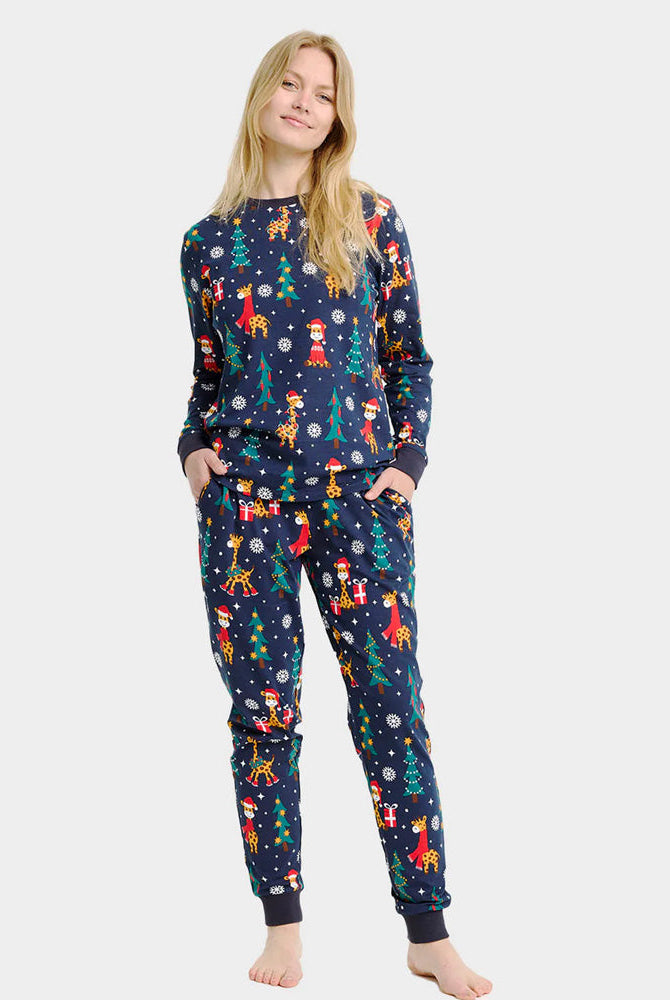 Pijama Navideña para Adultos Unisex Jirafas Mujer