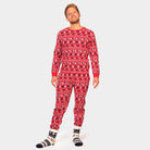 Pijama Navideña para Familia Rojo con Renos y Árboles hombre