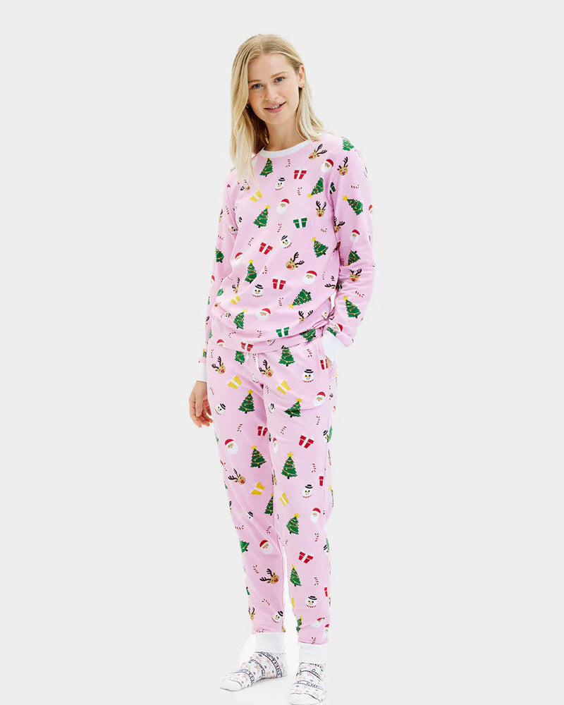 Pijama Navideña Mujer Adultos Unisex Rosa Motivos Navideños