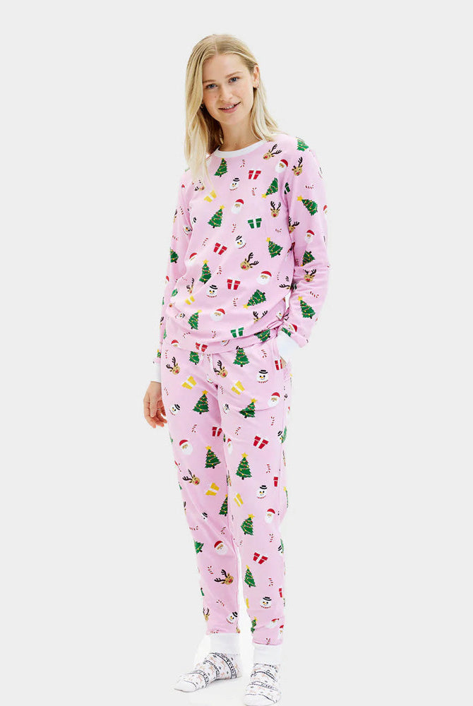Pijama Navideña Mujer Adultos Unisex Rosa Motivos Navideños