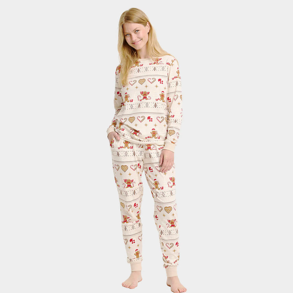 Pijama Navideña para Familia Gingercookies Beige Mujer