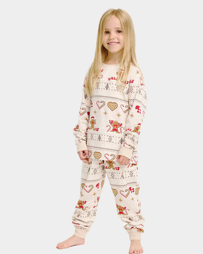 Pijama Navideña para Familia Gingercookies Beige Niña