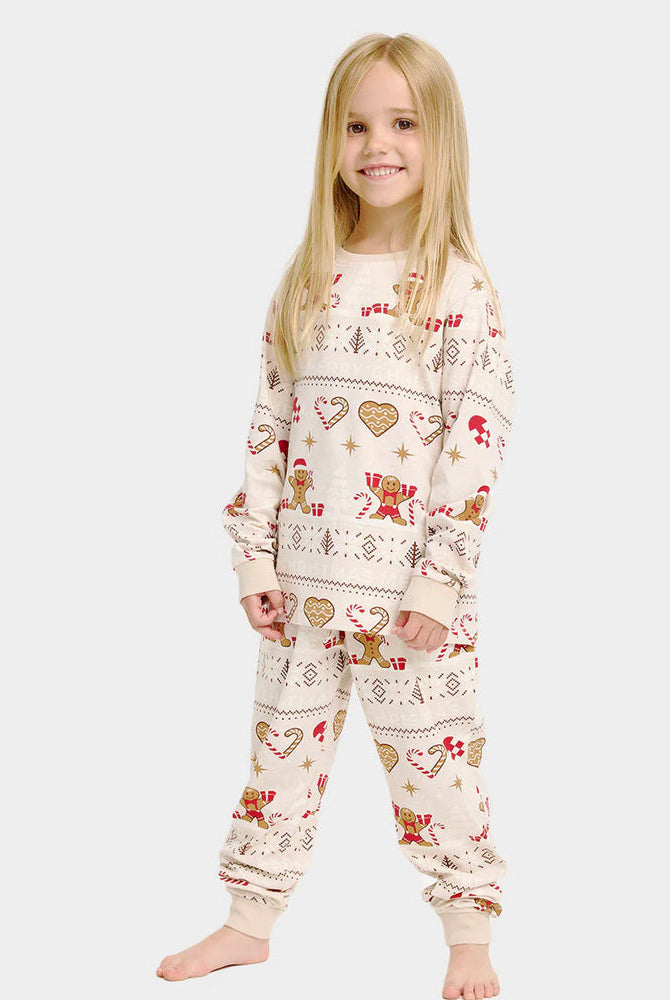 Pijama Navideña para Familia Gingercookies Beige Niña