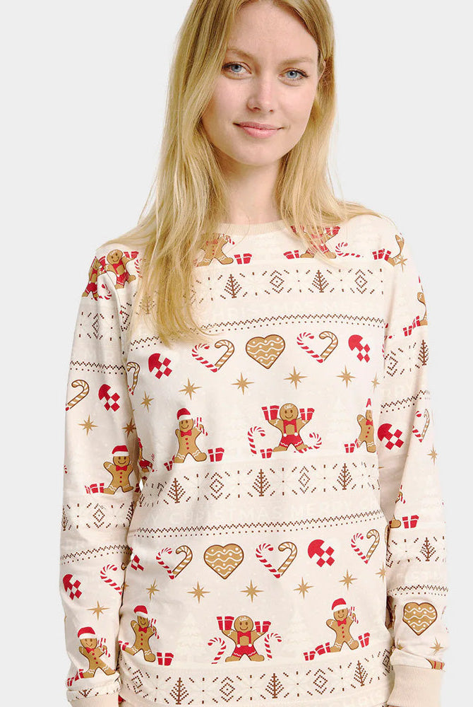 Pijama Navideña para Familia y Mujer Gingercookies Beige