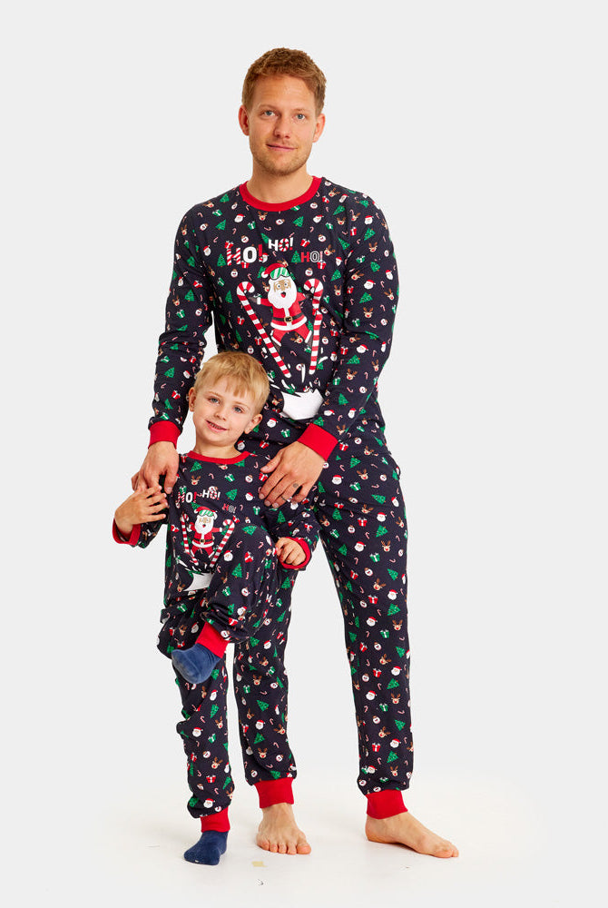 Pijama Navideña para Familia Azul Papá Noel Esquiador