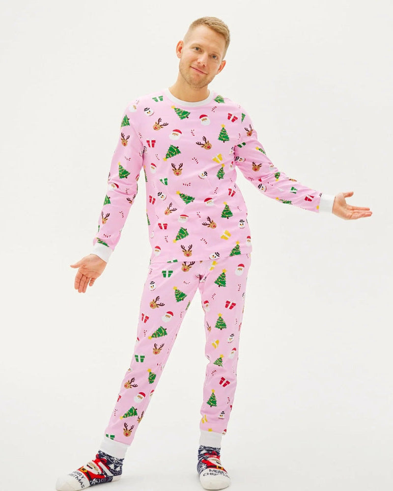 Pijama Navideña para Familia Rosa Motivos Navideños Hombre