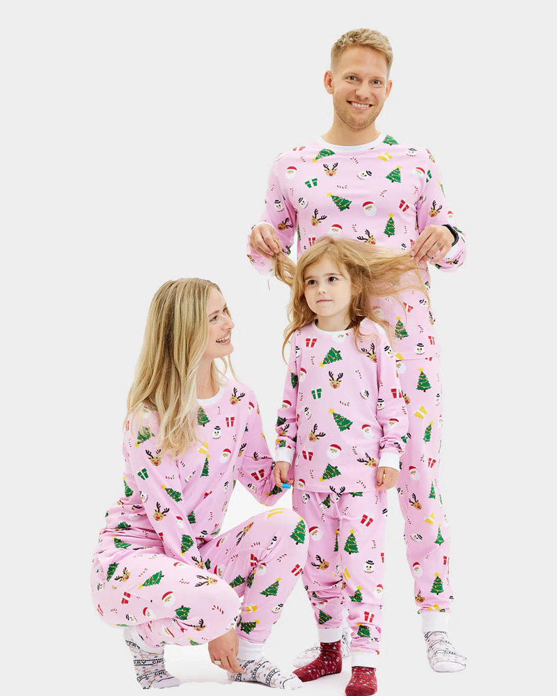 Pijama Navideña para Familia Rosa Motivos Navideños