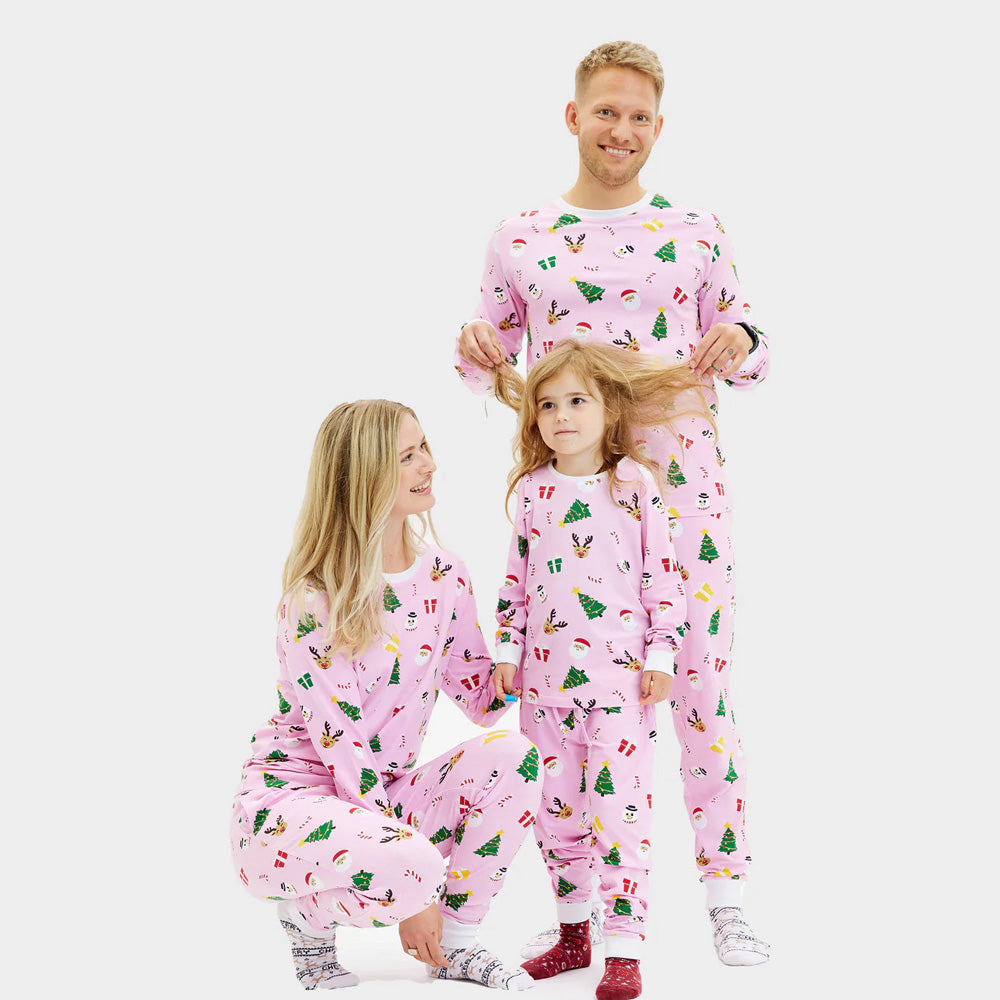 Pijama Navideña para Familia Rosa Motivos Navideños