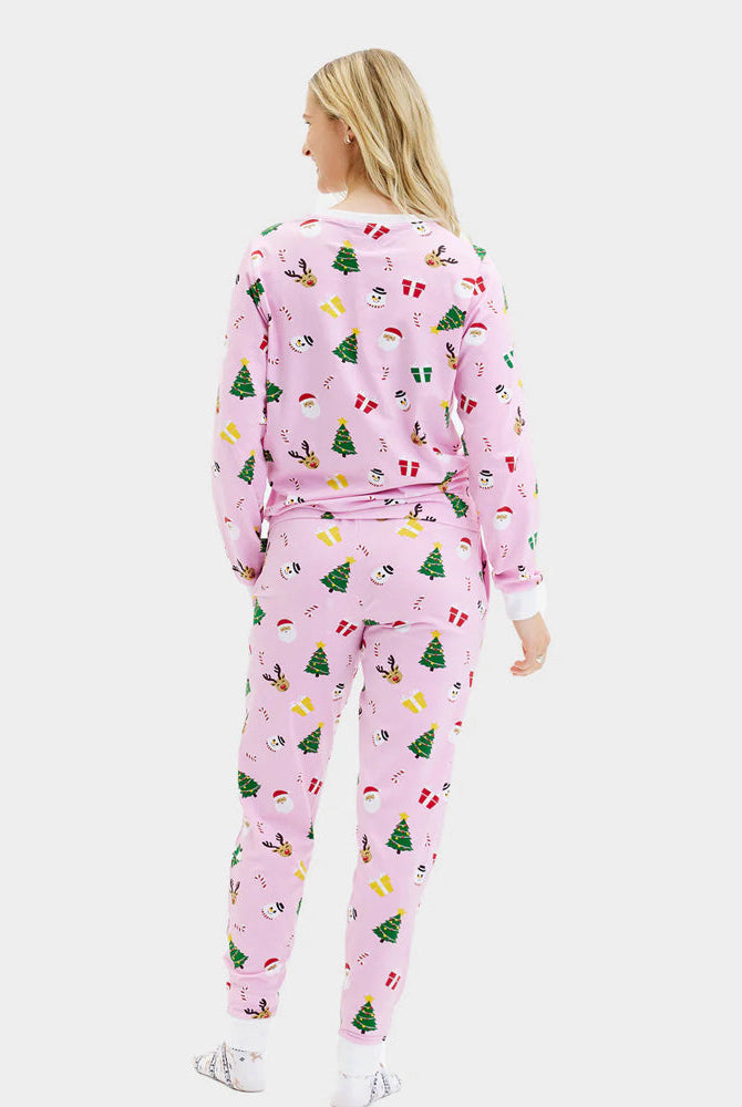 Pijama Navideña mujer Familia Rosa Motivos Navideños