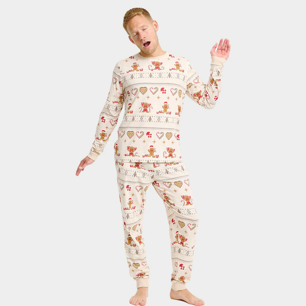 Pijama Navideña para hombre Unisex Gingercookies Beige