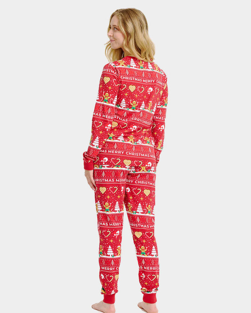 Pijama Navideña Mujer Unisex Gingercookies Rojo