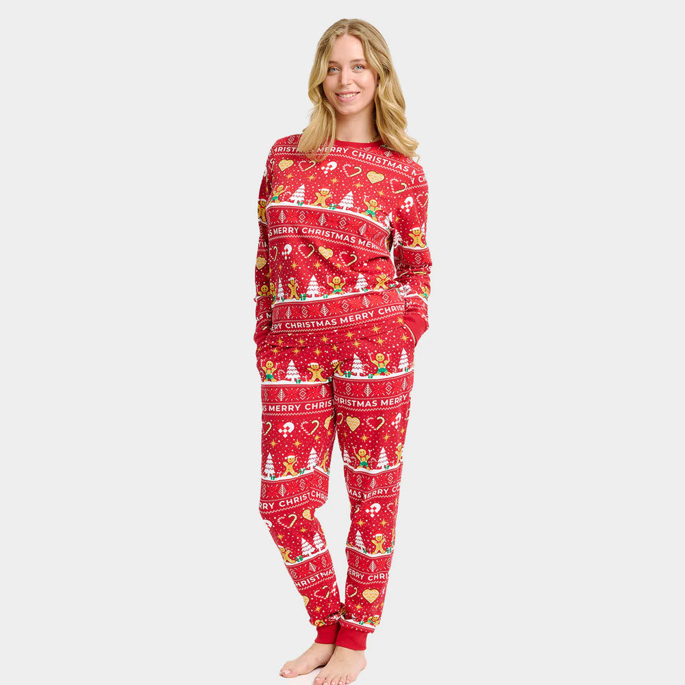 Pijama Navideña para Mujer Unisex Gingercookies Rojo