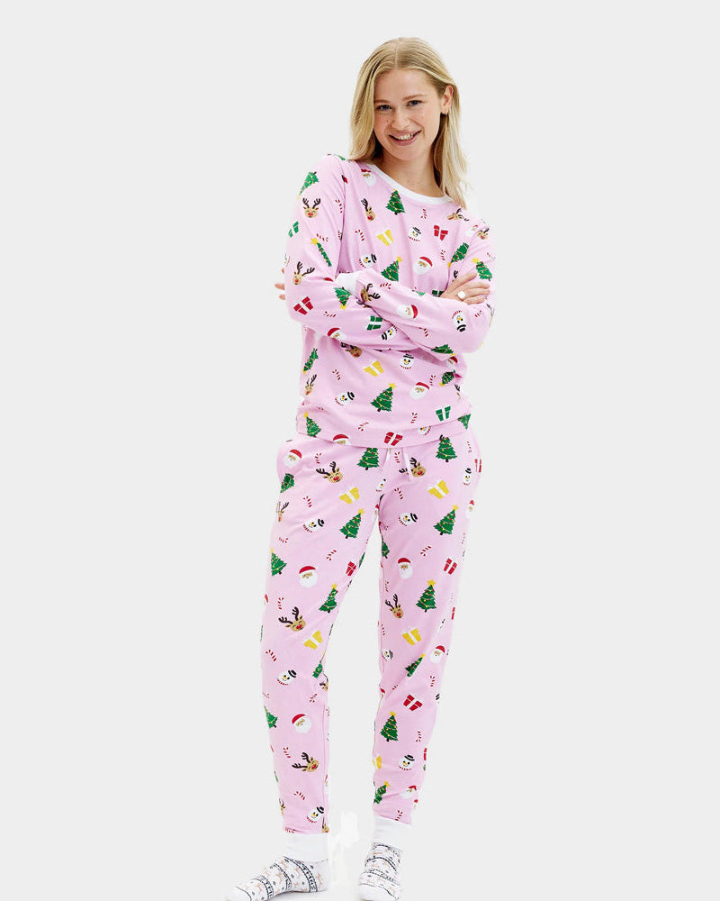 Pijama Navideña para Mujer Unisex Rosa Motivos Navideños
