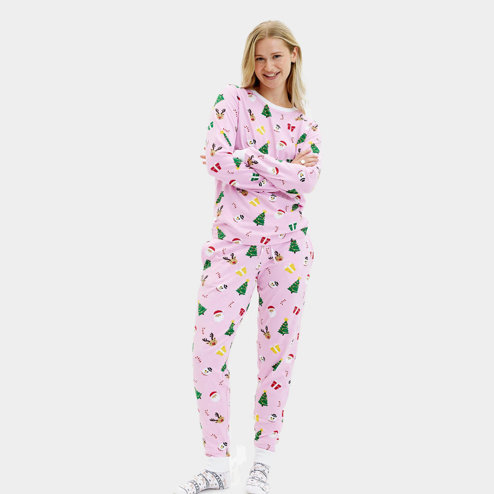 Pijama Navideña para Mujer Unisex Rosa Motivos Navideños